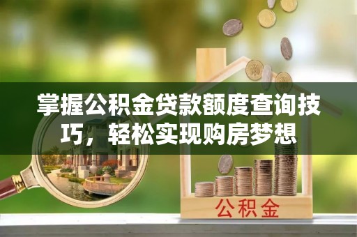 壤塘掌握公积金贷款额度查询技巧，轻松实现购房梦想