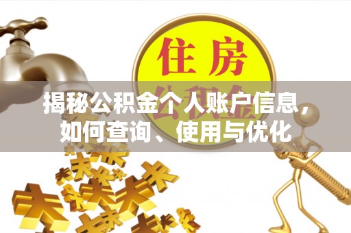 壤塘揭秘公积金个人账户信息，如何查询、使用与优化