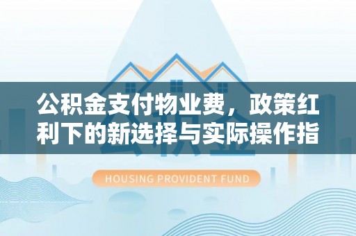 壤塘公积金支付物业费，政策红利下的新选择与实际操作指南