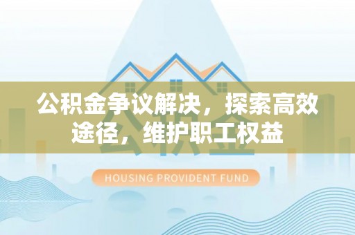 壤塘公积金争议解决，探索高效途径，维护职工权益